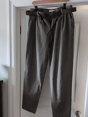 next Olive Green Pleated Chino Pants